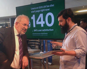 Speaking with Rob Young at the Government Digital Service stand